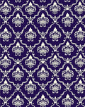 Rich Indigo White Damask Scroll Rug