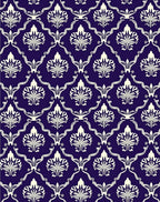 Rich Indigo White Damask Scroll Rug