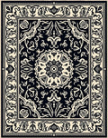 Classic Black Cream Medallion Border Rug