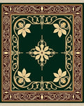 Elegant Emerald Floral Scroll Rug