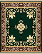 Elegant Emerald Floral Scroll Rug