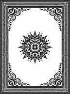 Ornate Black Sunburst Mandala Border Rug