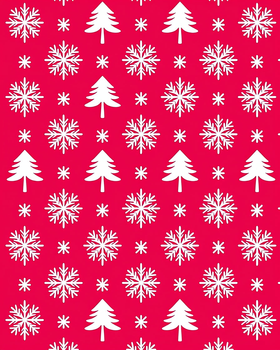 Christmas Snowflakes and Trees Rug