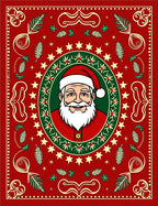 Festive Santa Circle Star Garland Rug