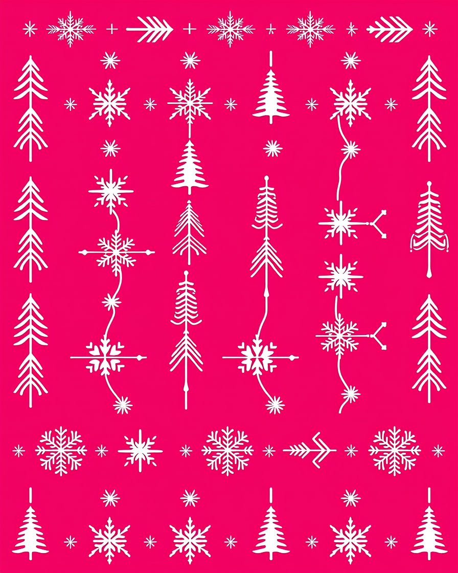 White Forest Snowflakes On Pink Rug