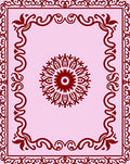 Crimson Mandala Floral Frame Rug