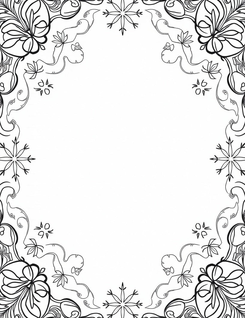 Whimsical Black White Floral Scrollwork Rug
