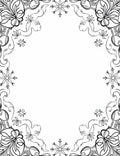 Whimsical Black White Floral Scrollwork Rug