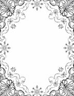Whimsical Black White Floral Scrollwork Rug