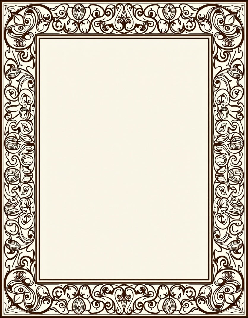 Dark Chocolate Art Nouveau Border Rug