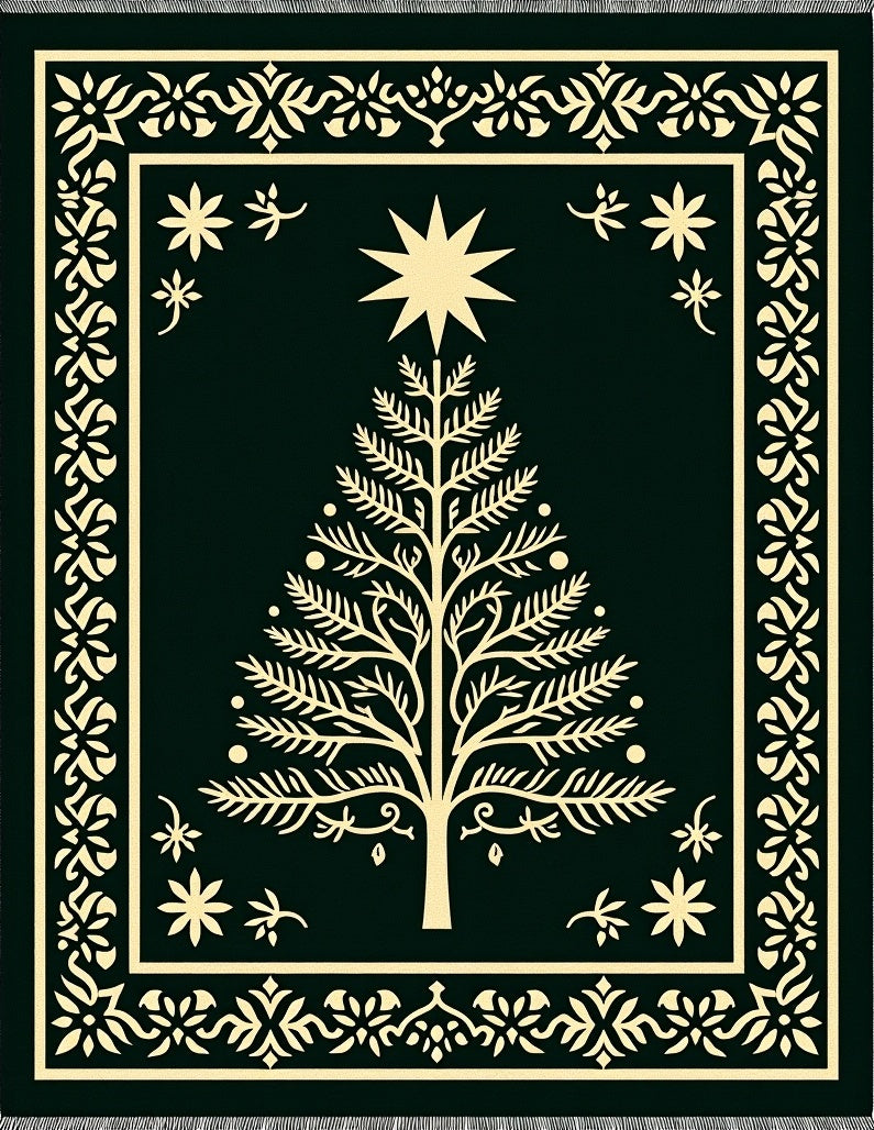 Dark Green Pine Tree Star Rug