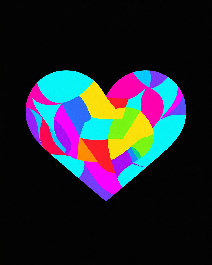 Vibrant Heart Art Shattered Glass Rug