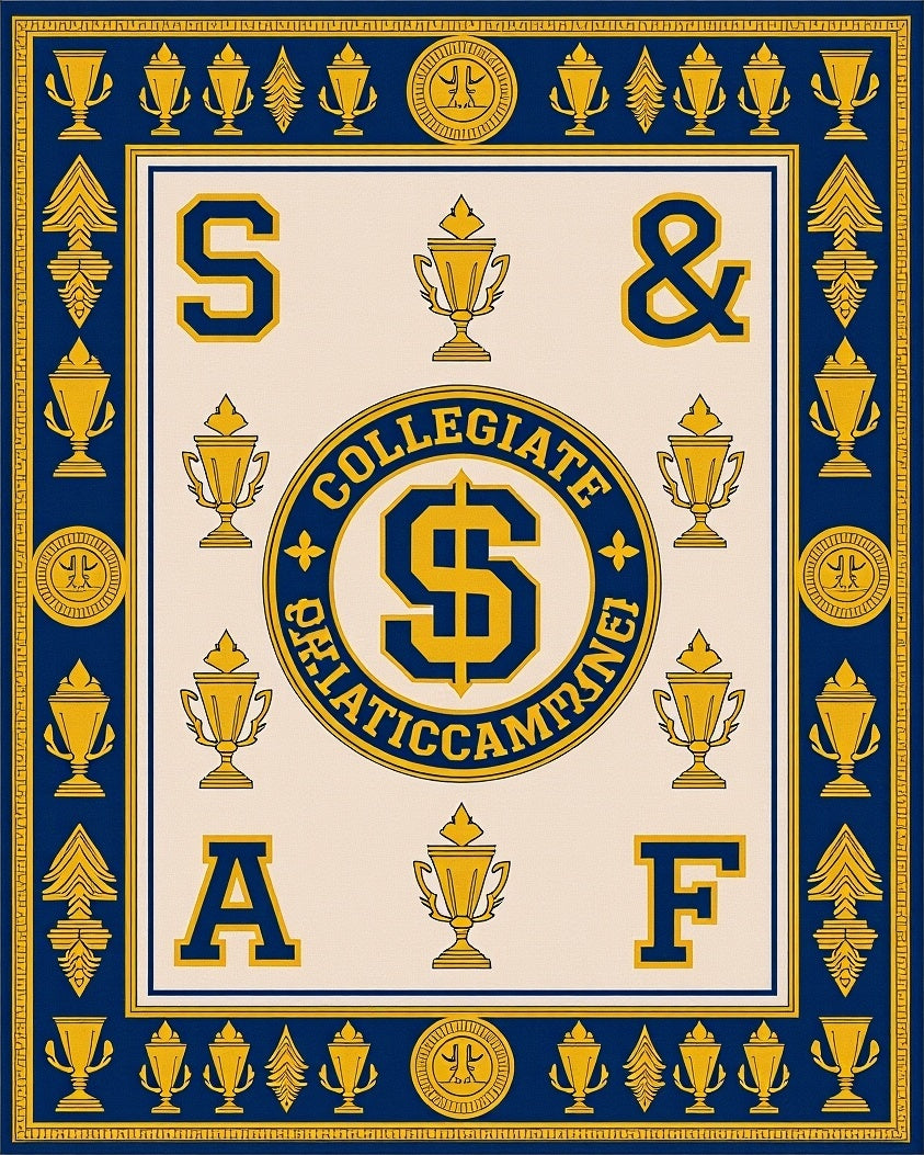 Collegiate Emblem Trophy Lettering Accent Rug
