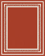 Terracotta White Geometric Border Rug