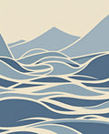 Abstract Blue Wave Layer Rug