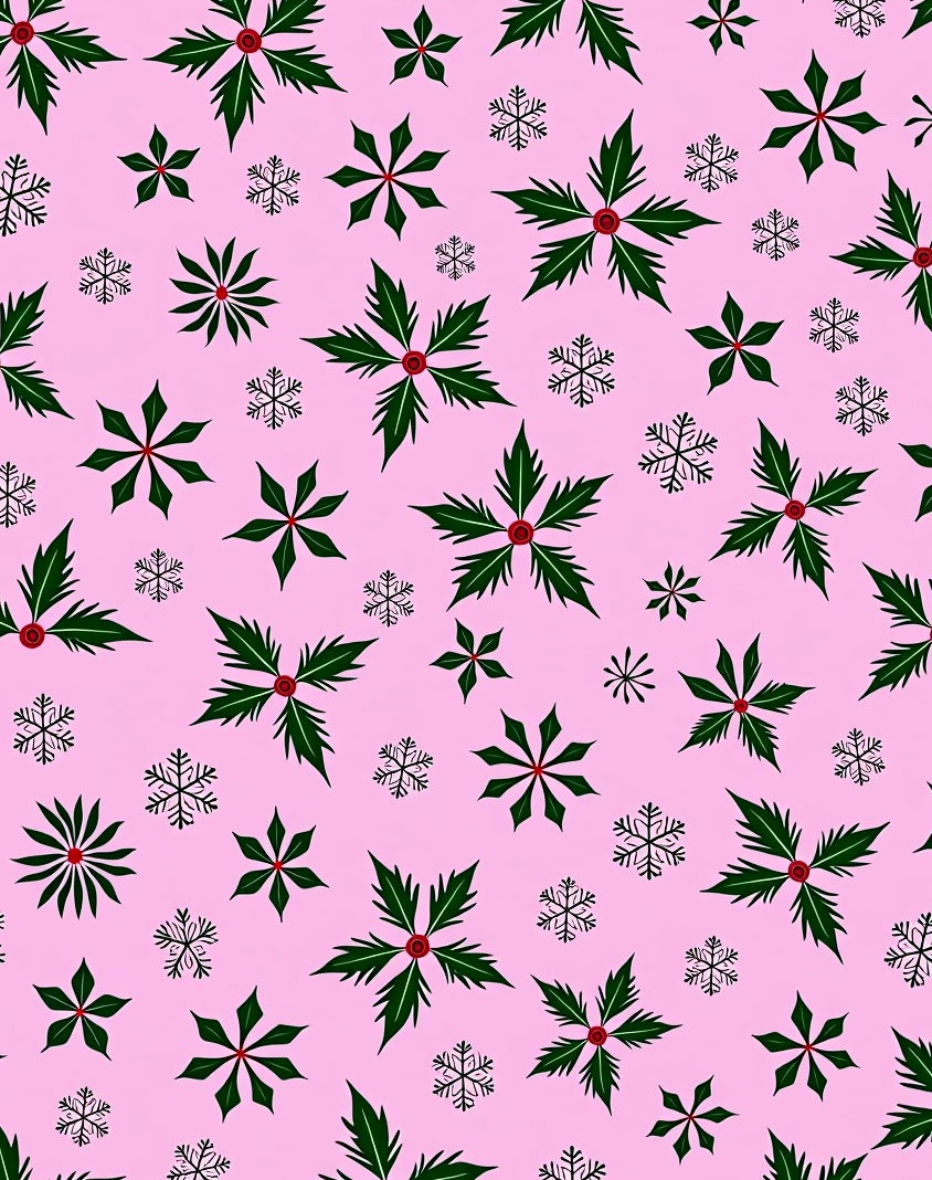Pink Holly Snowflake Scatter Rug