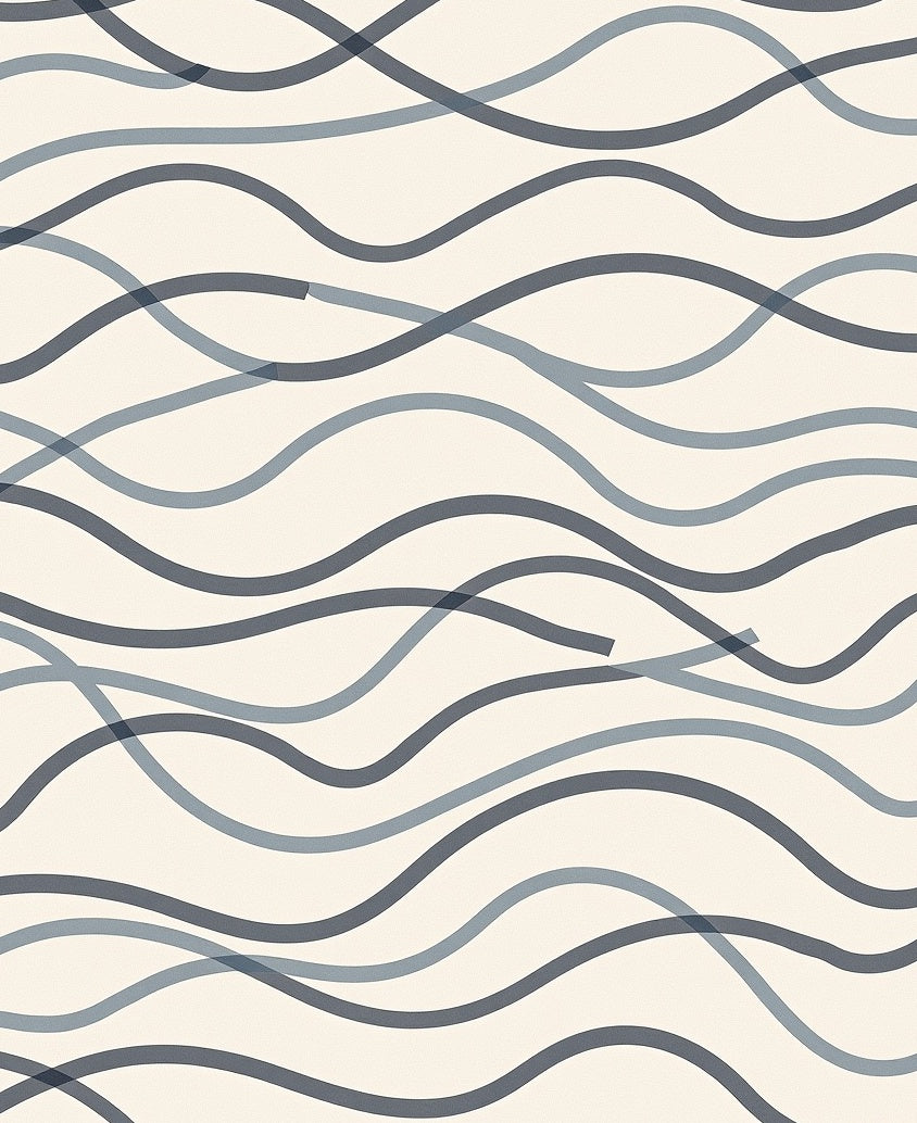 Oceanic Waves Blue Grey Abstract Rug