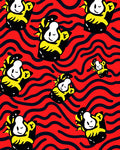 Red Yellow Black Wavy Character Rug