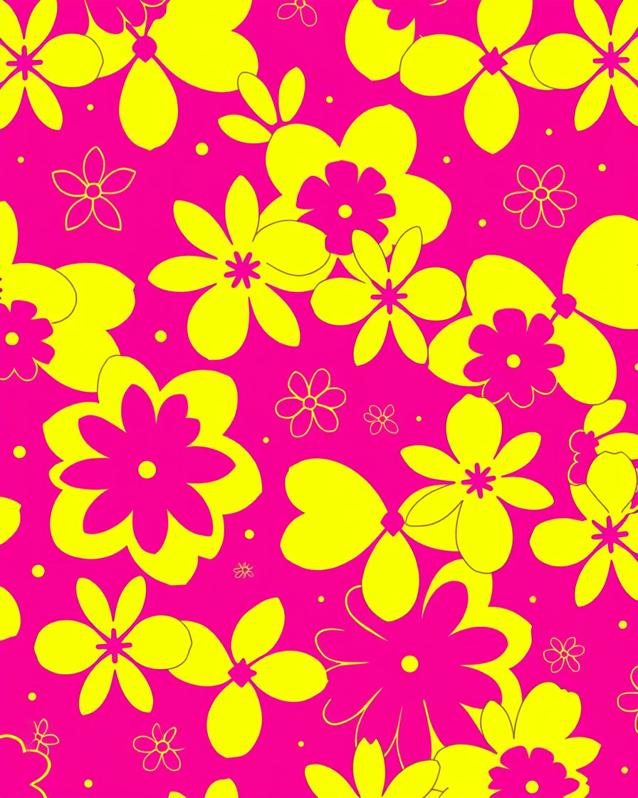 Bright Pink Yellow Floral Collage Rug