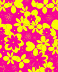 Bright Pink Yellow Floral Collage Rug
