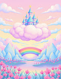Pastel Cloud Castle Rainbow Meadow Rug