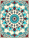 Bright Turquoise Red Floral Medallion Rug