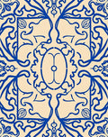 Royal Blue Ornamental Oval Border Rug