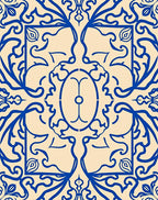 Royal Blue Ornamental Oval Border Rug