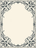 Art Nouveau Black Floral Scroll Border Rug