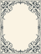 Art Nouveau Black Floral Scroll Border Rug