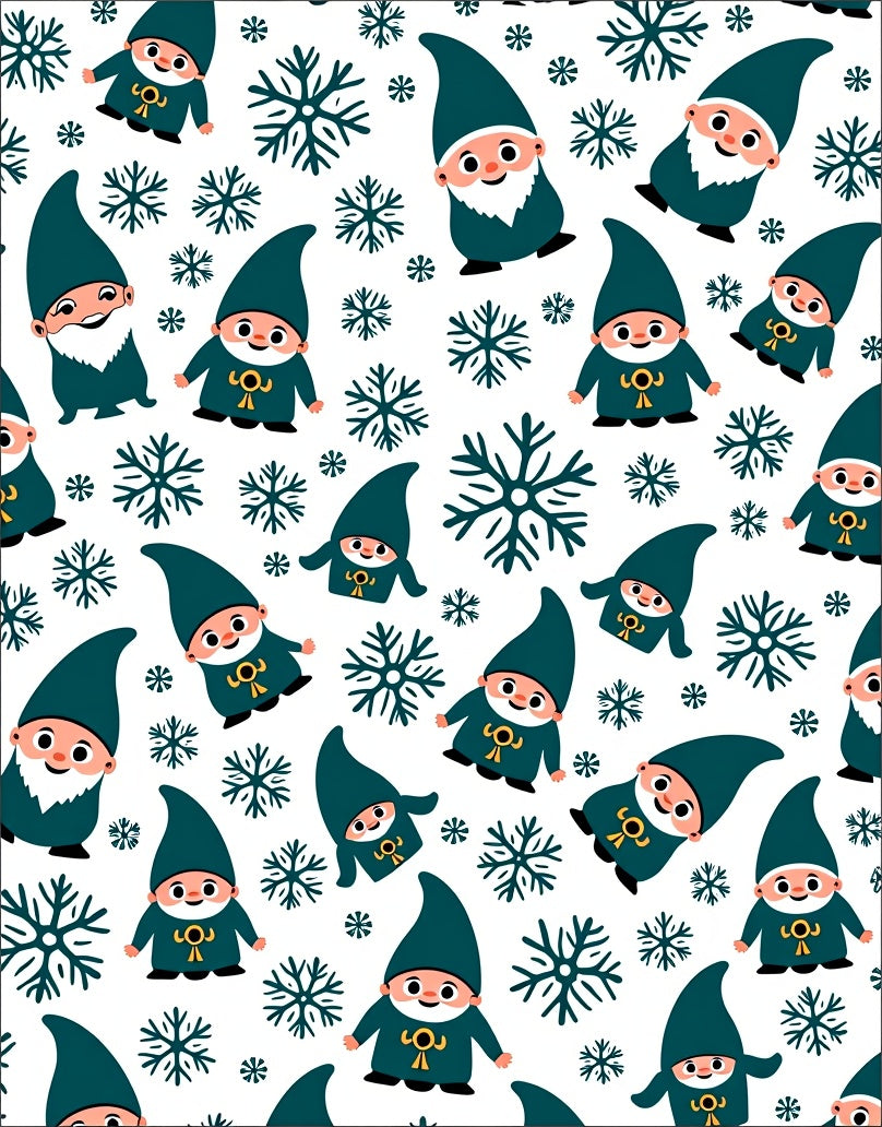 Teal Gnomes And Snowflakes Pattern Rug