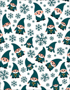 Teal Gnomes And Snowflakes Pattern Rug