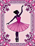 Ballet Dancer Pink Floral Frame Rug