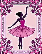 Ballet Dancer Pink Floral Frame Rug