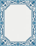 Classic Blue Floral Scroll Border Rug