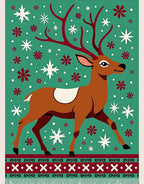 Christmas Reindeer Snowflakes Festive Border Rug