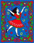 Vibrant Dancer Red Green Border Rug