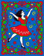 Vibrant Dancer Red Green Border Rug