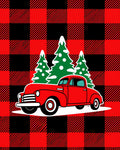 Red Buffalo Check Christmas Truck Rug
