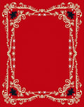 Crimson Floral Wreath Border Rug