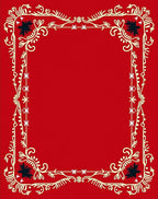 Crimson Floral Wreath Border Rug