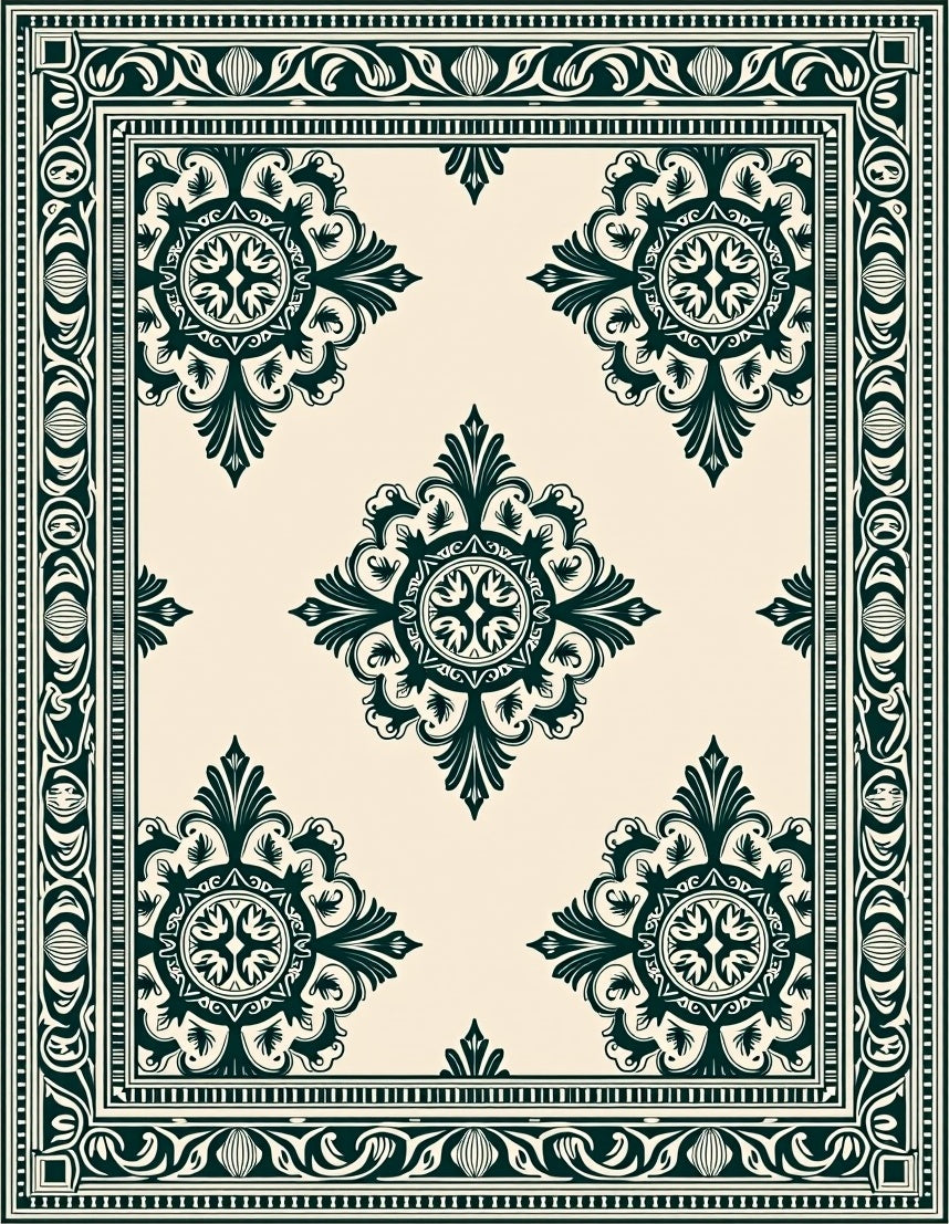 Classic Emerald Medallion Border Rug