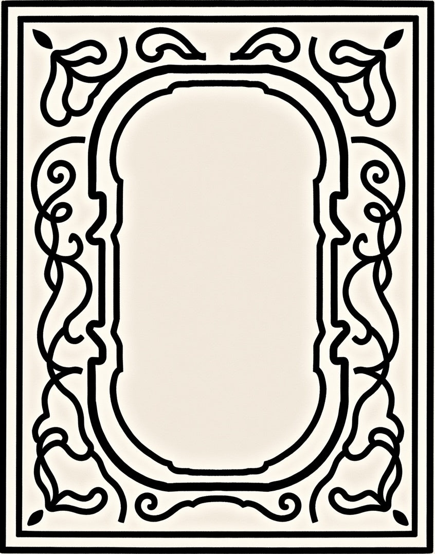 Black Floral Arch Border Rug