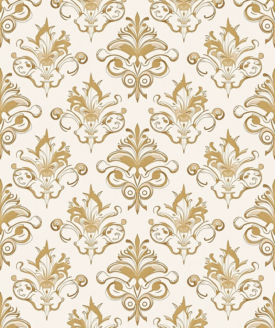 Vintage Gold Scrollwork Traditional Ornament Rug