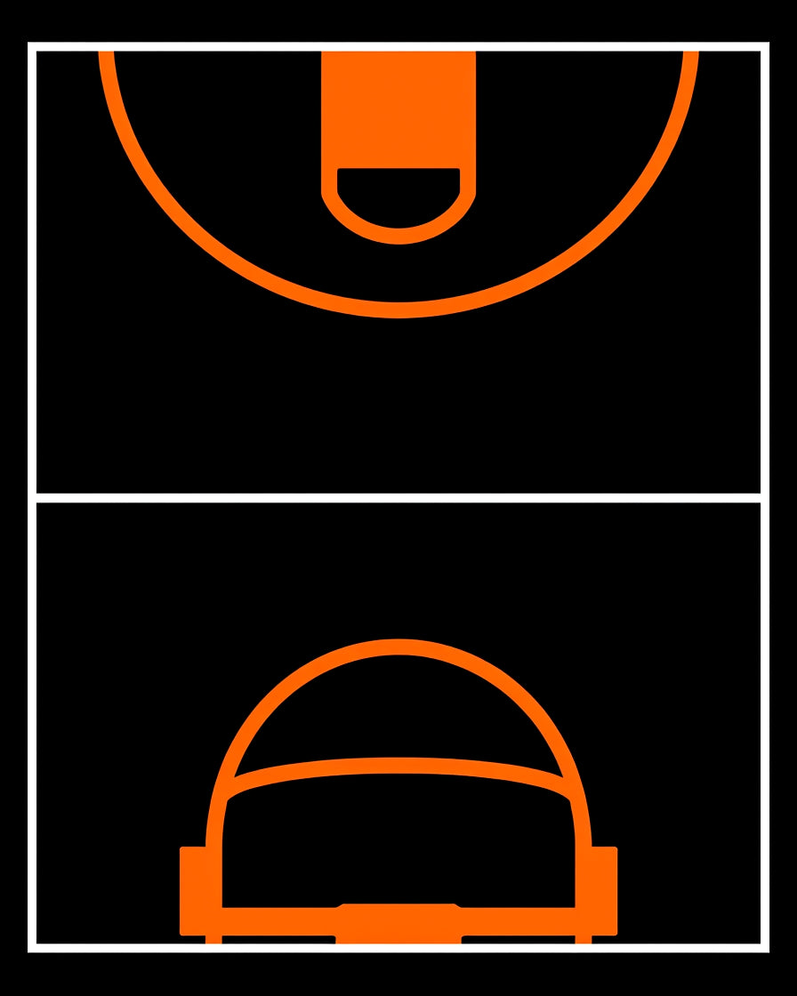 Black Orange Court Lines Rug