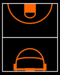 Black Orange Court Lines Rug