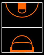 Black Orange Court Lines Rug
