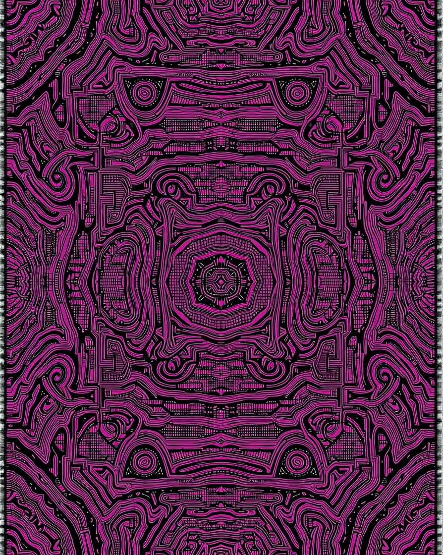 Vibrant Magenta Labyrinthine Lines Rug