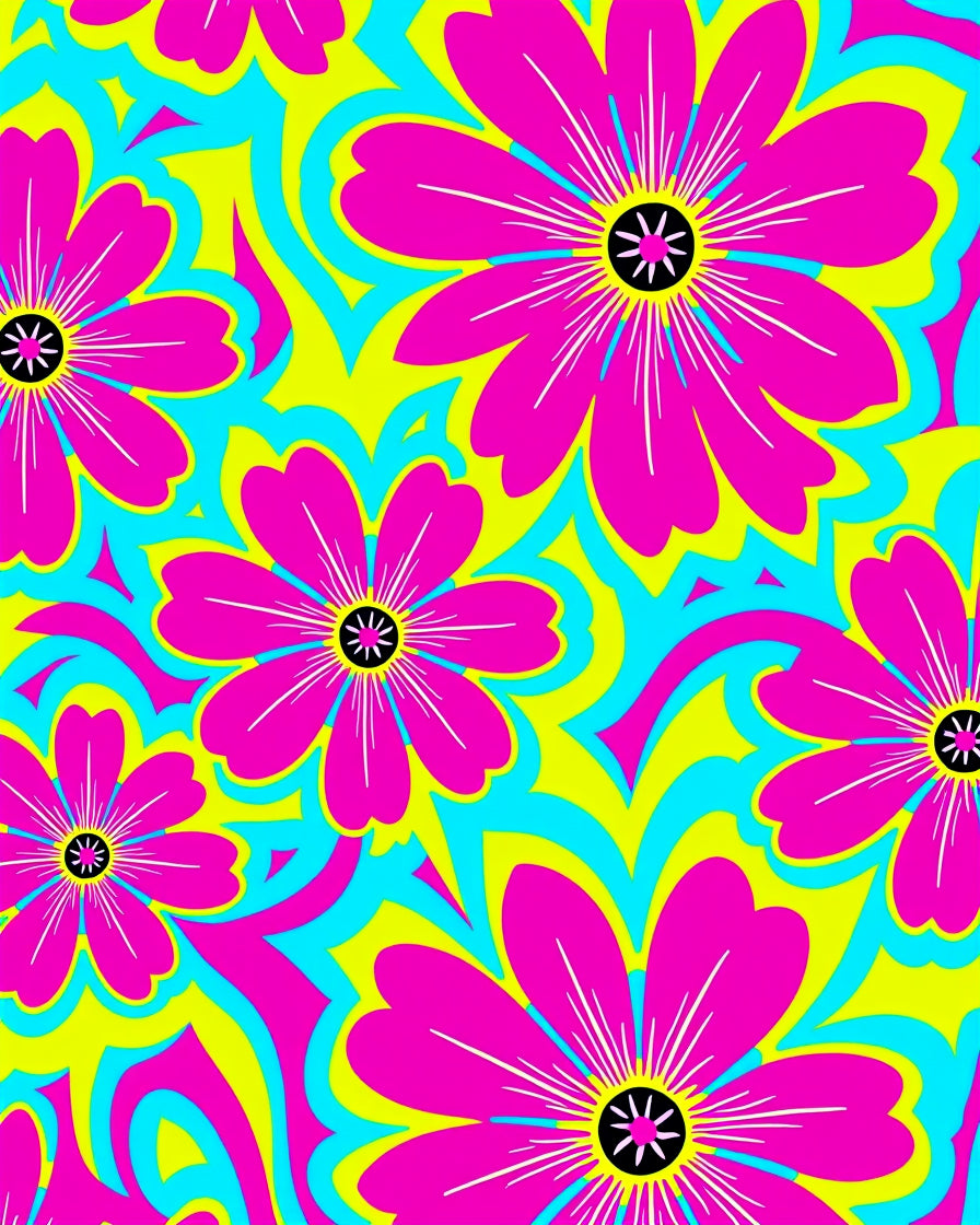 Vibrant Pink Floral Swirls Rug