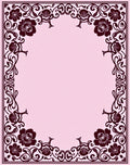 Ornate Dark Floral Oval Frame Rug